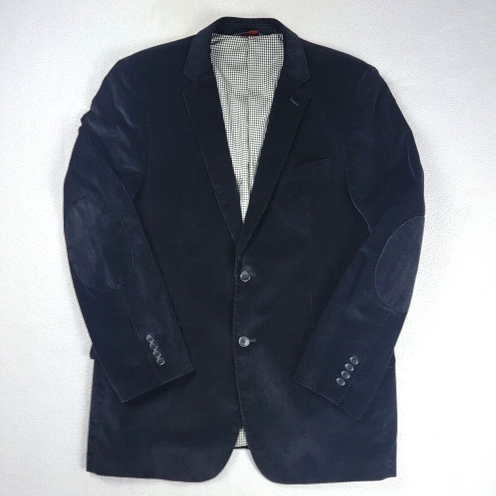 Linea Uomo Corduroy Blazer Men's Size 44L Black Sports Coat 2 Button